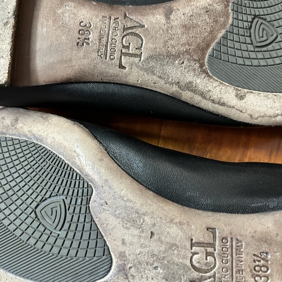 AGL Black Ballet Flats Designer Cap-Toe Buckle Patent/Leather Euro Size 38.5 - Picture 9 of 10